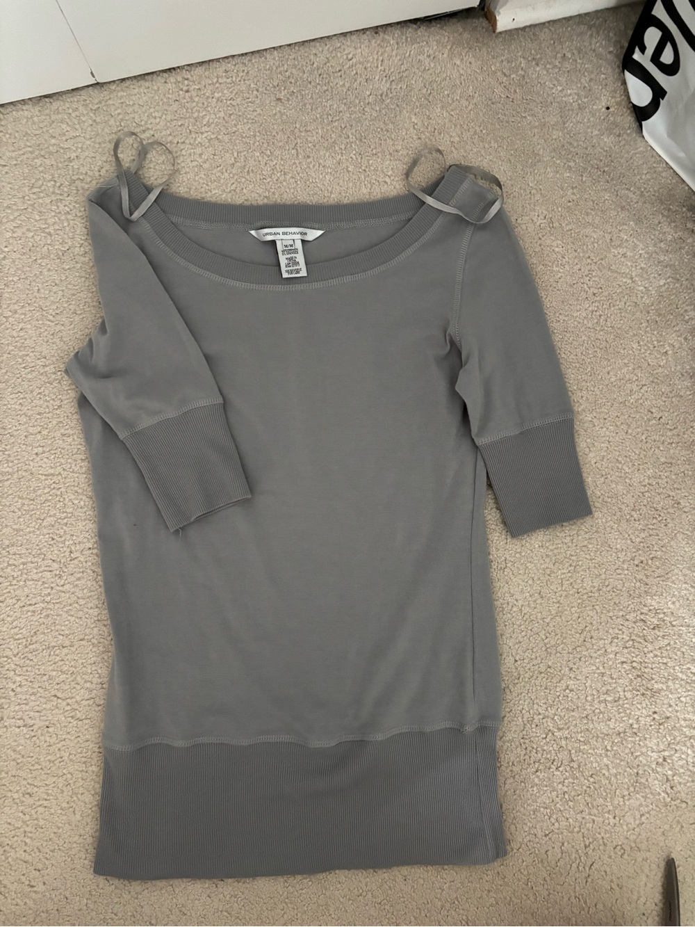 Urban Behavior Light Gray Ribbed-Neck Top